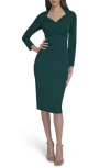 Calvin Klein Stretch Crepe Midi Sheath Dress In Green