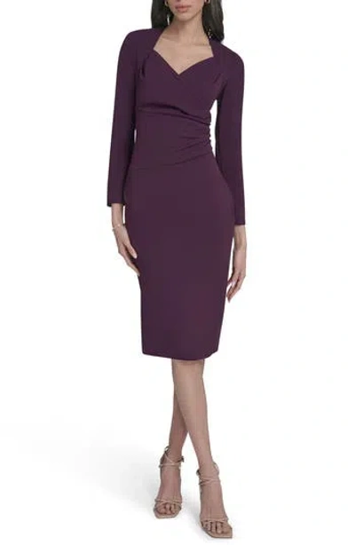 Calvin Klein Stretch Crepe Midi Sheath Dress In Purple