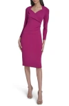 Calvin Klein Stretch Crepe Midi Sheath Dress In Purple