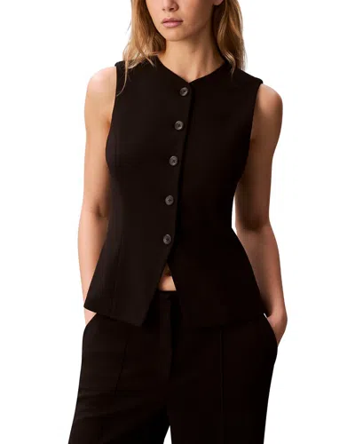 Calvin Klein Stretch Crepe Vest In Brown