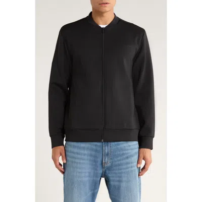 Calvin Klein Stretch Double Knit Bomber Jacket In Black