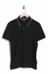 Calvin Klein Stretch Piqué Solid Tipped Polo In Black