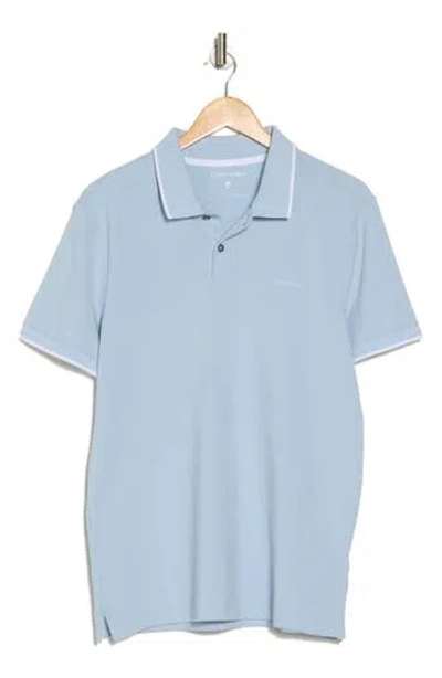 Calvin Klein Stretch Piqué Solid Tipped Polo In Celestial Blue