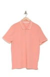 Calvin Klein Stretch Piqué Solid Tipped Polo In Coral Haze