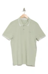 Calvin Klein Stretch Piqué Solid Tipped Polo In Desert Sage