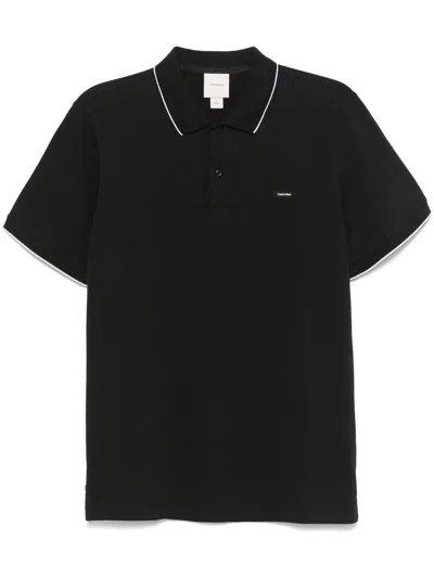 Calvin Klein Stretch Pique Tipping Polo Clothing In Black