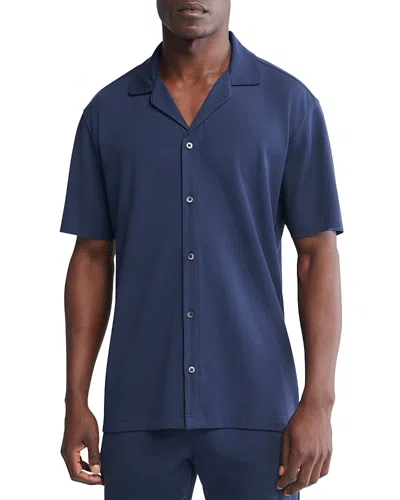 Calvin Klein Stretch Regular Fit Button Down Sleep Shirt In Blue