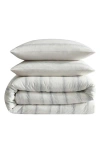 Calvin Klein Strie Stripe Comforter & Sham Set In Off White/slate Blue