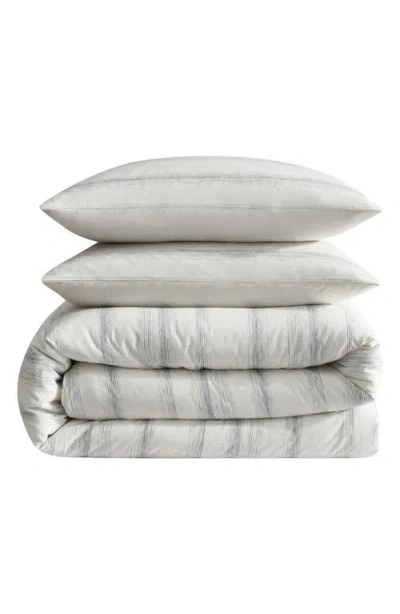 Calvin Klein Strie Stripe Comforter & Sham Set In Off White/slate Blue
