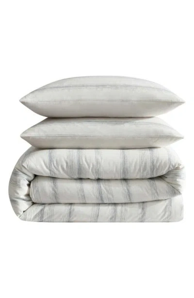 Calvin Klein Strie Stripe Duvet Cover & Sham Set In Off White/slate Blue