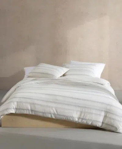 Calvin Klein Strie Stripe Duvet Cover Sets In Off White,slate Blue