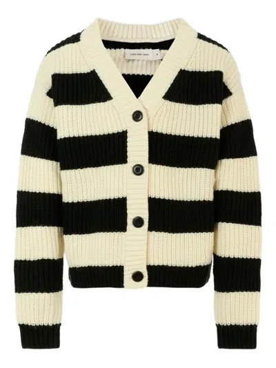 Calvin Klein Kids' Stripe Button Cardigan In Black