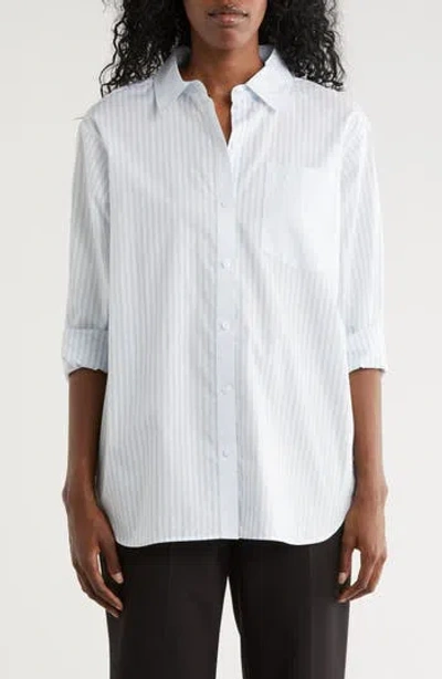 Calvin Klein Stripe Cotton Button-up Shirt In White