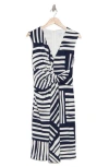 Calvin Klein Stripe Front Knot Sheath Dress
