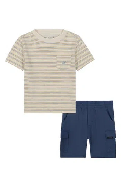 Calvin Klein Babies'  Stripe Knit Pocket T-shirt & Shorts Set