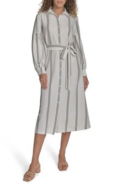 Calvin Klein Stripe Long Sleeve Gauze Shirtdress In Multi
