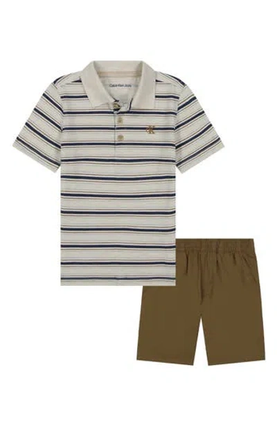Calvin Klein Babies'  Stripe Polo & Woven Shorts Set