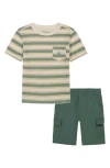 Calvin Klein Stripe T-shirt & Shorts In Green