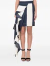 Calvin Klein Striped Skirt With Side Ruching In Blue