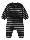 Calvin Klein Striped-pattern Romper In Black