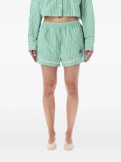 Calvin Klein Cotton Poplin Pajama Shorts In Green