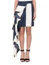 Calvin Klein Striped Skirt With Side Ruching In White