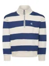 Calvin Klein Striped Sweater In Blue