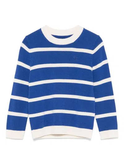 Calvin Klein Kids' Striped Sweater In Blue