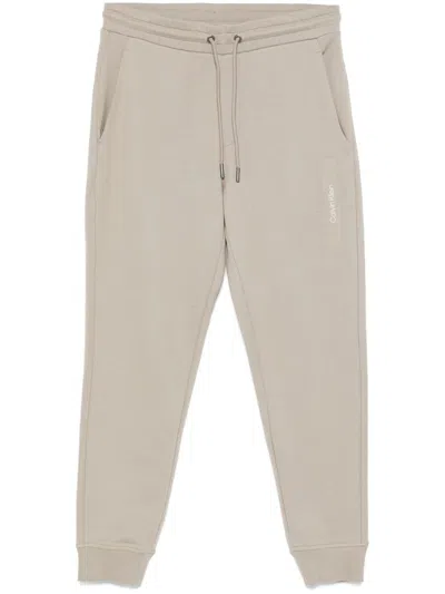 Calvin Klein Structured Embroidery Sweatpants In Beige