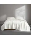 Calvin Klein 200 Thread Count Solid Washed Percale Cotton Quilt Set In White