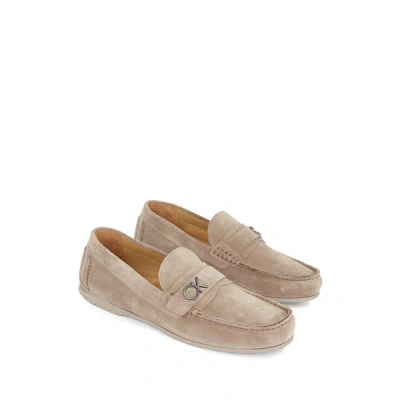 Calvin Klein Suede Loafers In White