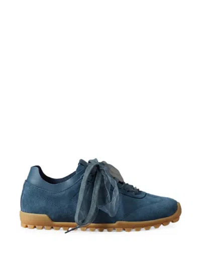 Calvin Klein Suede Ribbon-lace Sneakers In Blue