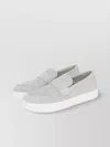 Calvin Klein Suede Round Toe Rubber Sole Slippers In Silver