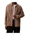Calvin Klein Suede Shirt Jacket In Brown