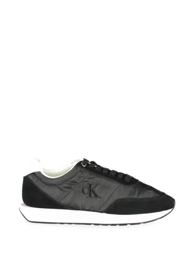 Calvin Klein Suede-panelled Sneakers In Black