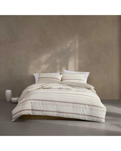 Calvin Klein Summer Stripe Cotton Duvet Set In Neutral