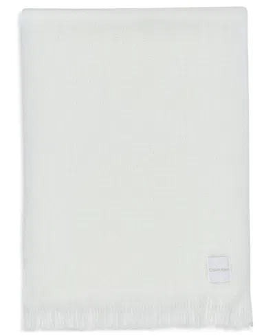 Calvin Klein Super Soft Fringe Detail Scarf In White