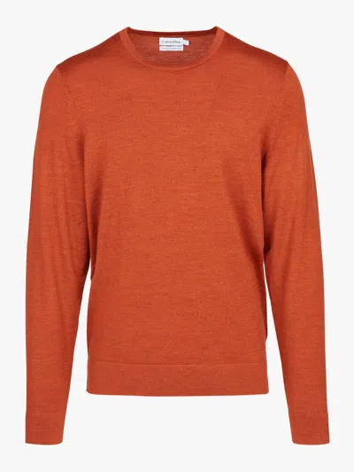 Calvin Klein Superior Wool Crew Sweater In Arancione