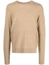 Calvin Klein Superior Wool Crewneck Jumper In Brown