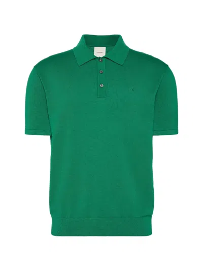 Calvin Klein Supima Embroidered-logo Polo Shirt In Green