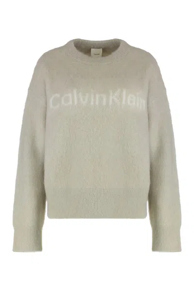 Calvin Klein Sweater In Blended Alpaca In Gray