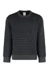 Calvin Klein Textured Knit Long Sleeve Crew Neck Sweater In Black