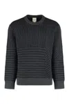 Calvin Klein Textured Knit Long Sleeve Crew Neck Sweater In Gray