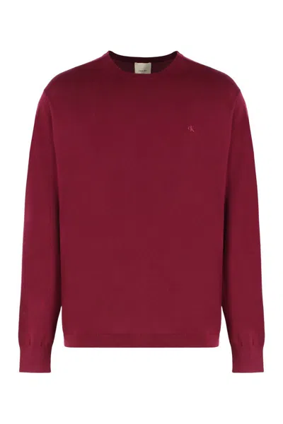Calvin Klein Sweater With Round Neck In Wool In Red