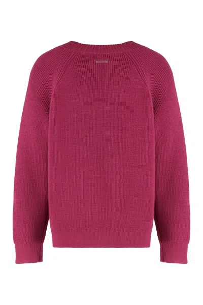 Calvin Klein Sweater With V-neck In Mixed Wool In Pink