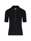 Calvin Klein Ribbed Collared Knitwear Short Sleeves In Black