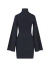 Calvin Klein Fitted Long Sleeve High Neck Dress In Black