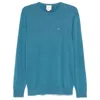 Calvin Klein Crew Neck Cotton Silk Blend Sweater In Blue