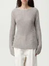 Calvin Klein Boat Neck Silk Blend Relaxed Sweater In Gray