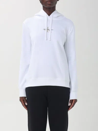 Calvin Klein Logo-embroidered Hoodie In White
